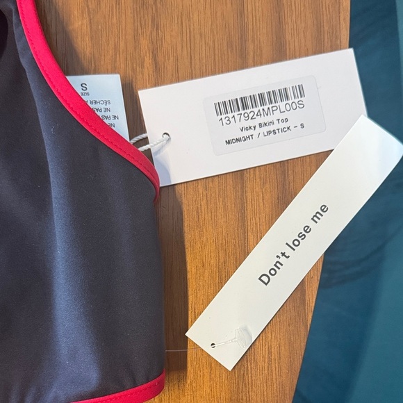 Reformation Vicky Black Bikini Top and Bottom with Red Trim - Picture 2 of 2